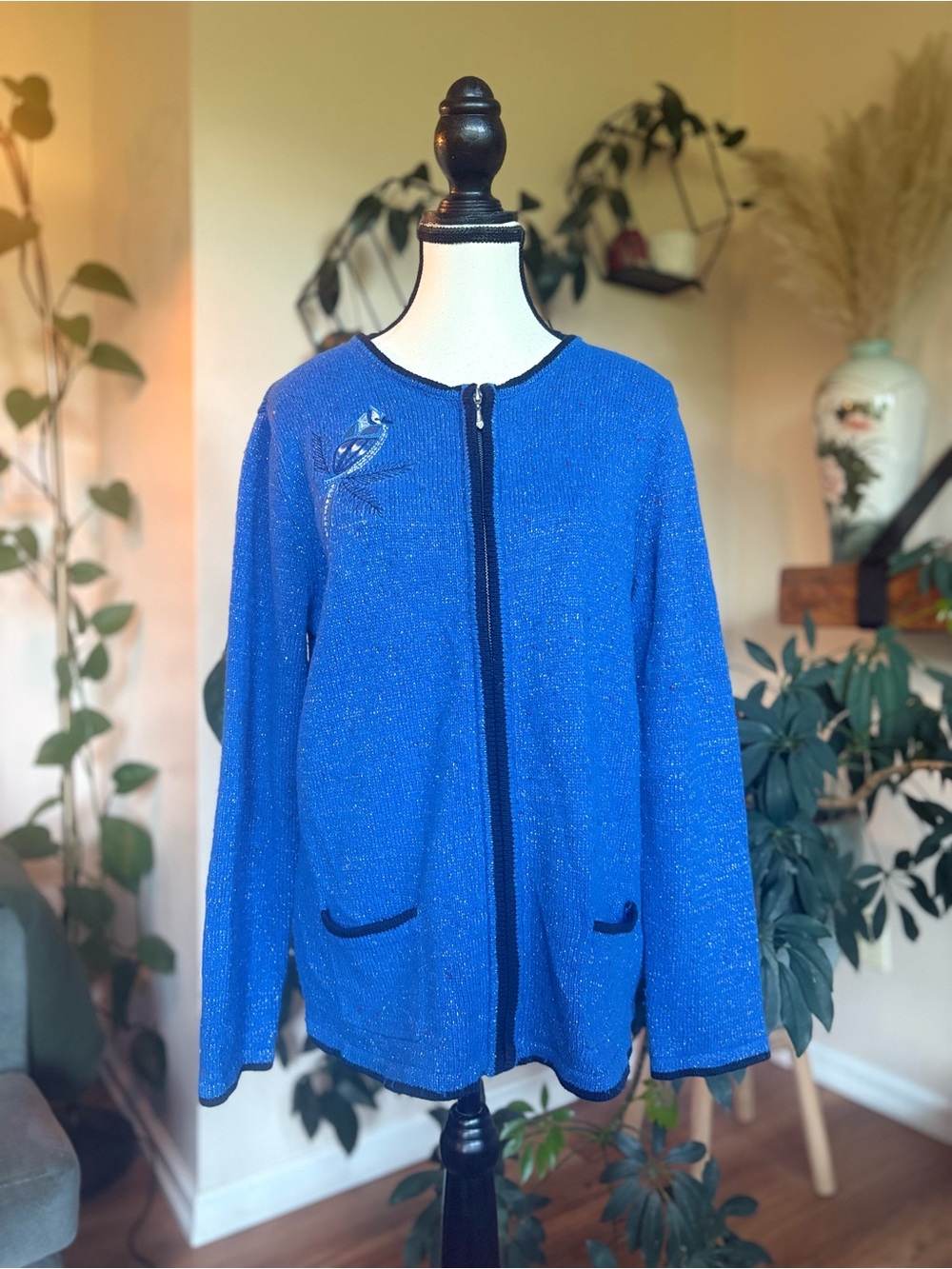Northern Reflections Cotton Blend Bluebird Zip Cardigan Sweater